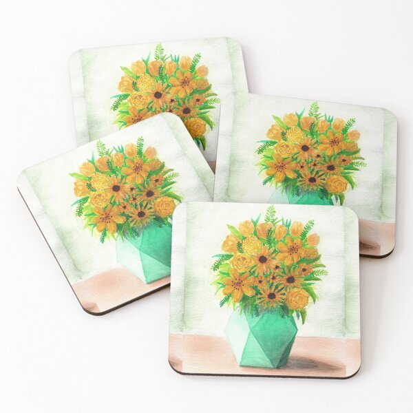 Item preview, Watercolor Art - Yellow Flower Vase designed and sold by lucyideas.