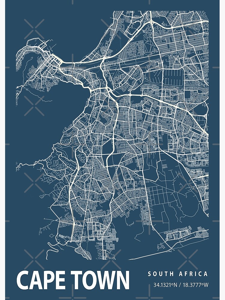 Cape Town Map Poster For Sale By Kara515 Redbubble   Flat,750x,075,f Pad,750x1000,f8f8f8 