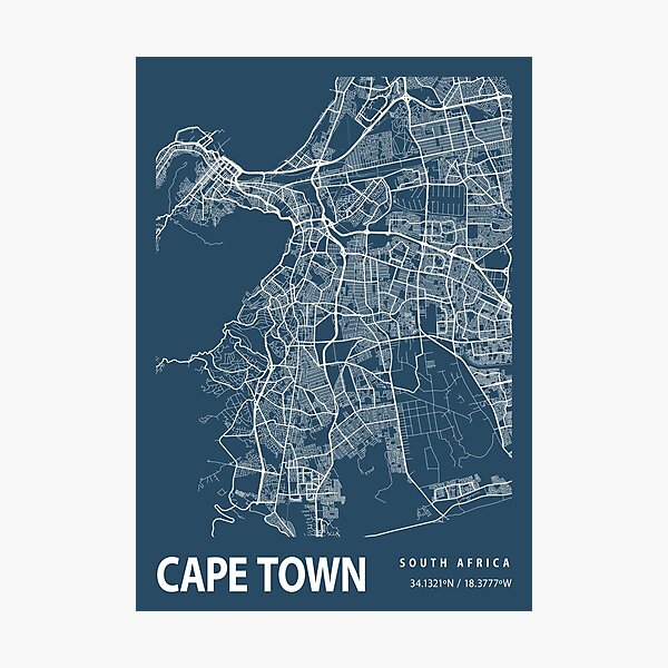 Cape Town Map Photographic Print For Sale By Kara515 Redbubble   Pp,504x498 Pad,600x600,f8f8f8 