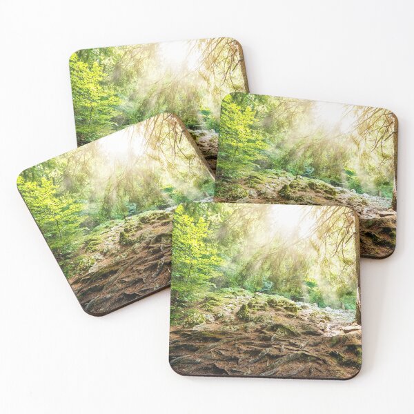 Item preview, Pine tree in sunny french forest with bright sunbeams designed and sold by Grégory DUBUS.
