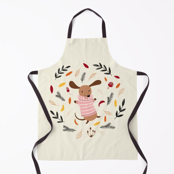 Item preview, Cute Dachshund in Winter Sweater in Autumn Leaves designed and sold by BexMorleyArt.