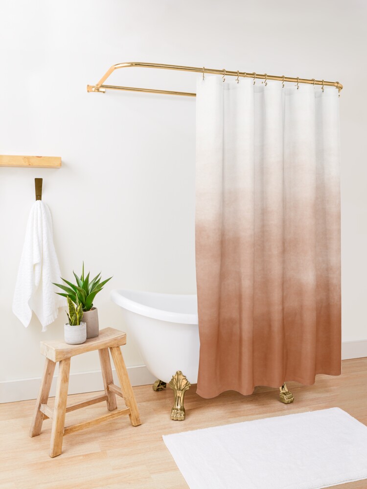 Alternate view of Ombre Paint Color Wash (burnt orange/white) Shower Curtain