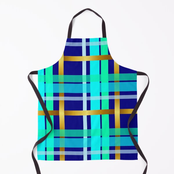 Item preview, Checkered pattern blue turquoise green gold designed and sold by ChrissiCreation.