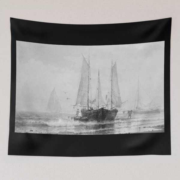 Item preview, Seascape — Fishing Boats by the Shore designed and sold by Tizeru.