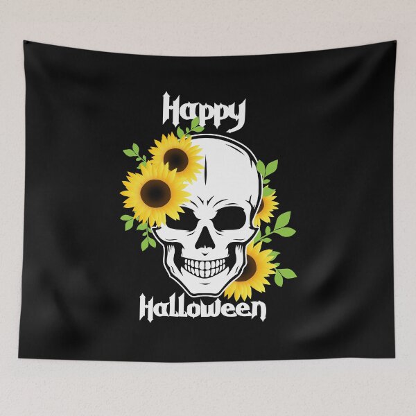 Item preview, Floral Skull sunflower happy Halloween gift for sunflower lovers designed and sold by Sunflowerforher.