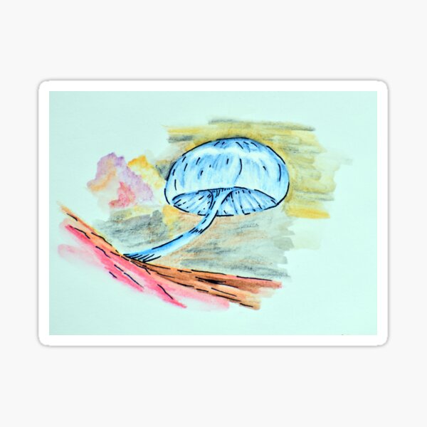 Item preview, Blue Mushroom Watercolor and ink designed and sold by pastorwes.