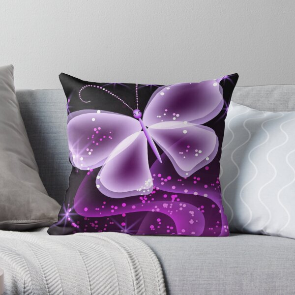 Sparkling Purple Butterfly Merchandise Throw Pillow