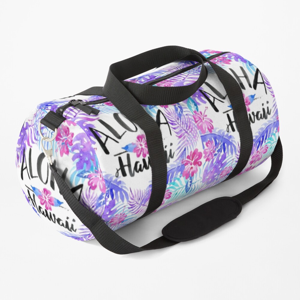 Aloha Hawaii Tropical Fern Watercolor Duffle Bag