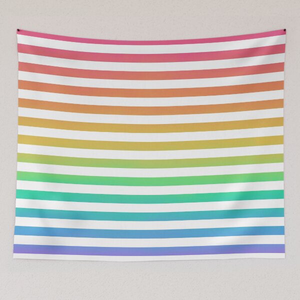 Item preview, Thin Horizontal Rainbow and White Stripes designed and sold by ColorObsession.