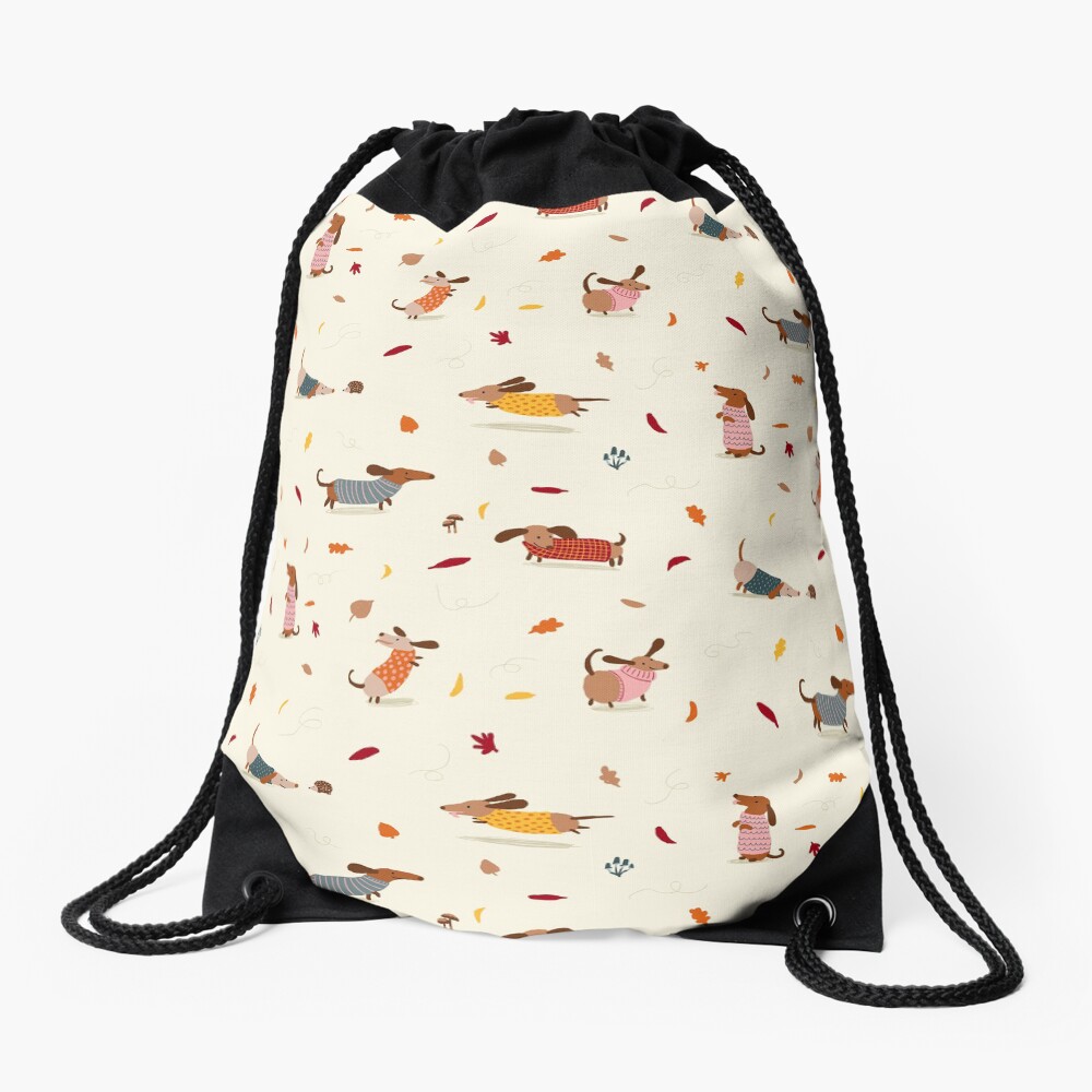 Dachshunds in Sweaters Pattern Drawstring Bag