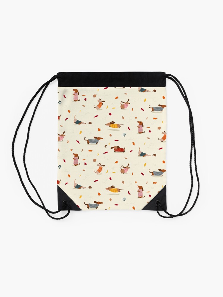 Alternate view of Dachshunds in Sweaters Pattern Drawstring Bag