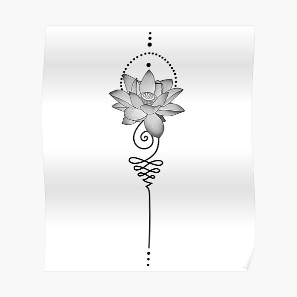 Japanese Lotus Flower Unalome Spiritual Buddhism Yoga Tattoo Poster By Koalaslifestyle Redbubble