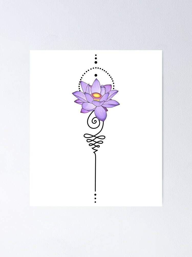 Póster «Tatuaje de flor de lirio de agua púrpura Unalome Budismo espiritual  Yoga» de Koalaslifestyle | Redbubble