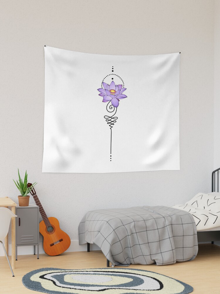 Purple Water Lily Flower Unalome Spiritual Buddhism Yoga Tattoo Tapestry  for Sale by Koalaslifestyle