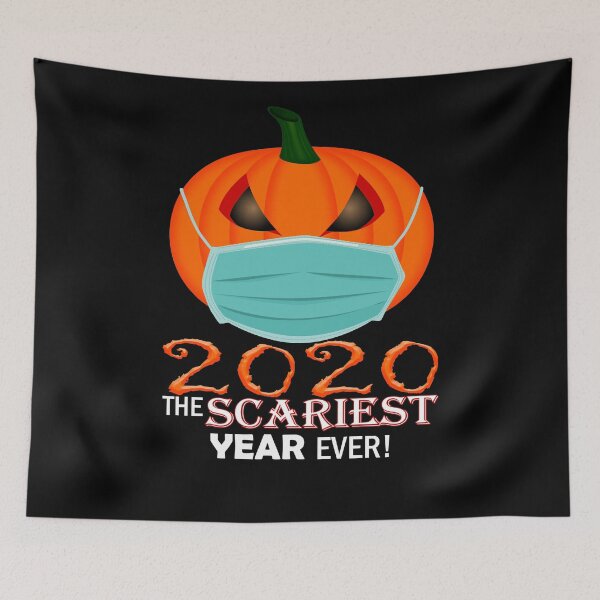 Item preview, 2020, The Scariest Year Ever, Pumpkin with Mask Funny Halloween designed and sold by Poloy.
