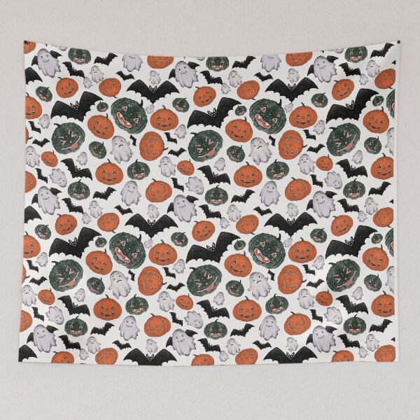 Item preview, Halloween cute ghost and pumpkin pattern. designed and sold by Sky7art.