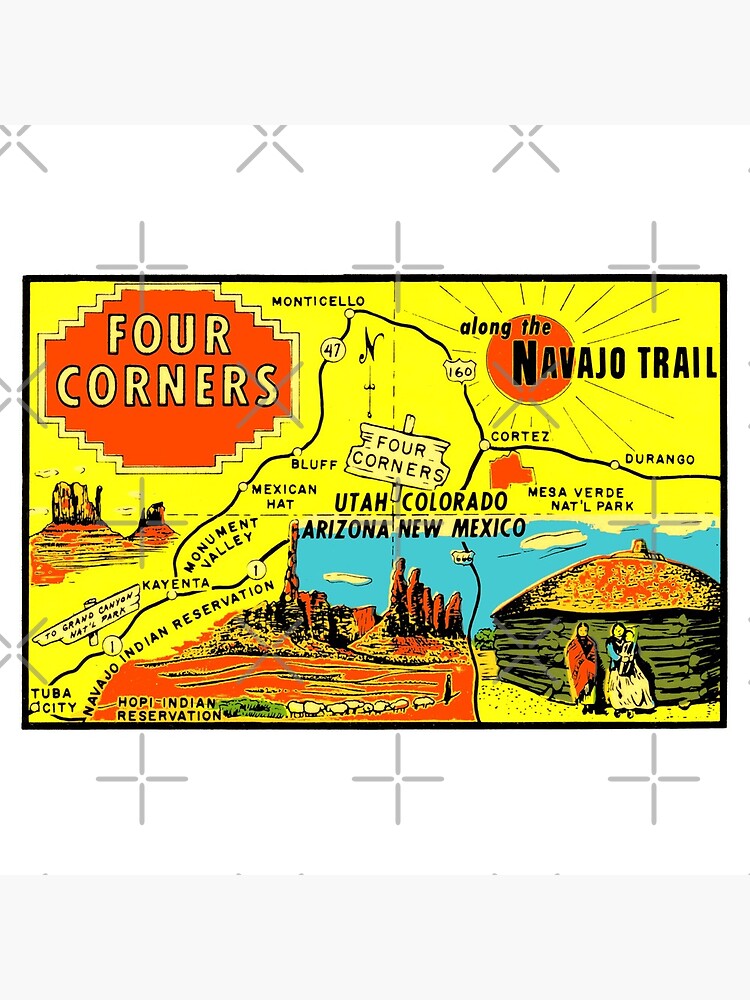 Four Corners Monument Vintage Travel Decal by hilda74