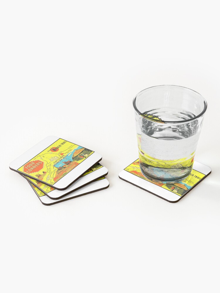 Alternate view of Four Corners Monument Vintage Travel Decal Coasters (Set of 4)