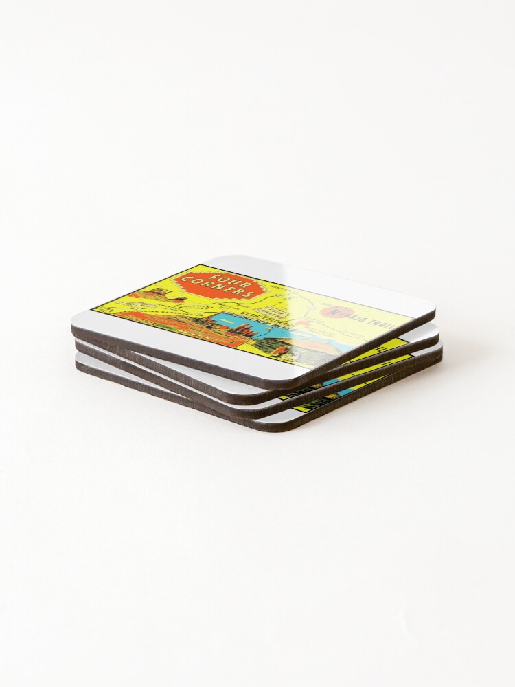 Alternate view of Four Corners Monument Vintage Travel Decal Coasters (Set of 4)