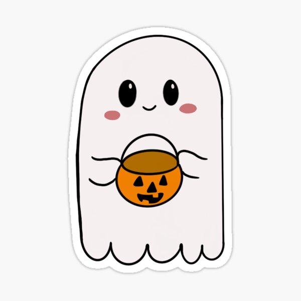 "Cute ghost sticker" Sticker by MarshDoodles Redbubble