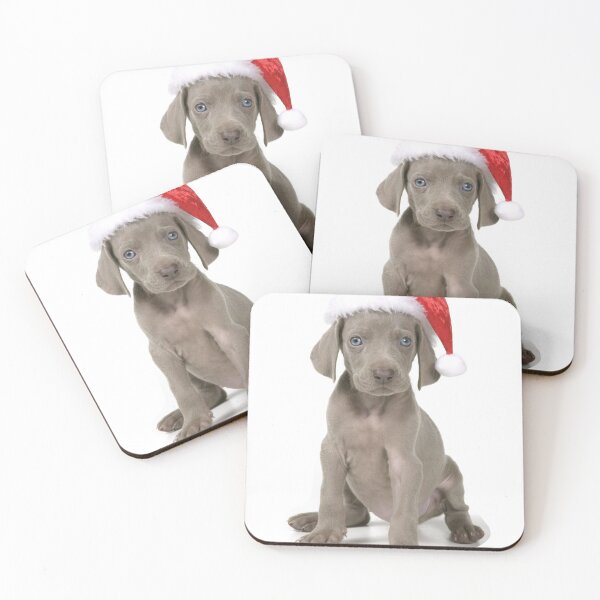 Item preview, Weimaraner Puppy Dog in a Santa Claus Christmas Hat designed and sold by ScienceSource.