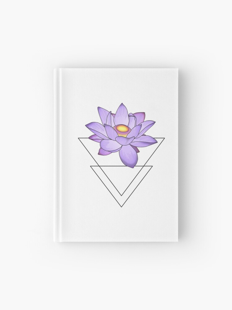 Purple Water Lily Flower With Triangles Minimalist Tattoo Yoga Style Hardcover Journal For Sale By Koalaslifestyle Redbubble