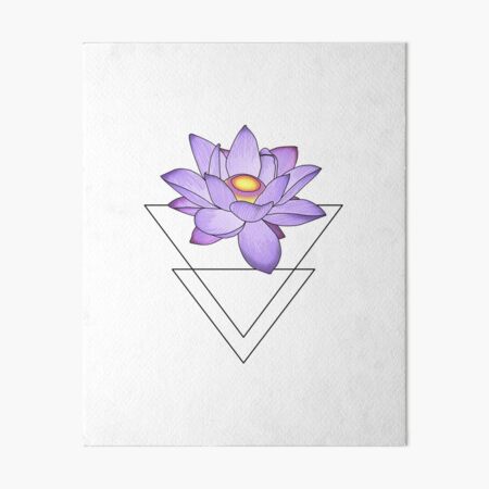 Pink Japanese Lotus Flower with Triangles, Minimalist Tattoo Yoga Style