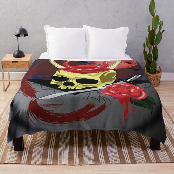 Item preview, Bloody samurai skull art dark version designed and sold by Pethdesign95.