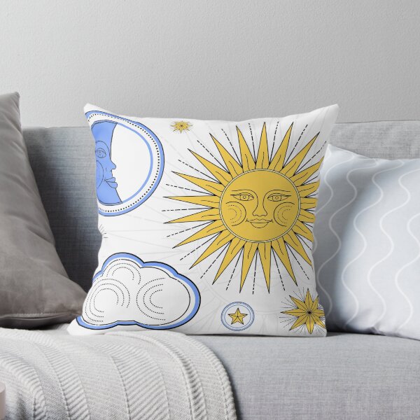 Vintage Sun and Moon Throw Pillow