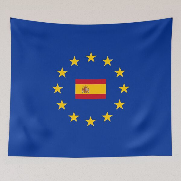 Artikelvorschau, EU Europa Spanien Flagge Fahne entworfen und verkauft von GeogDesigns.