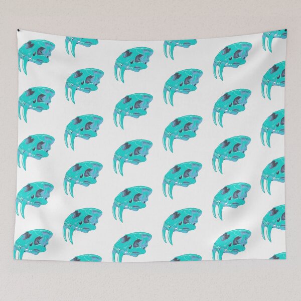 Item preview, Blue saber-toothed skull designed and sold by OneFishArt.