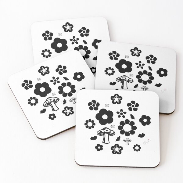 Item preview, Black n White Flower Power Hippie Seamless Pattern Graphic Print designed and sold by ClaudiaFlores.