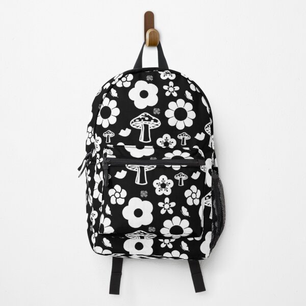 Item preview, Black n White Flower Power Hippie Seamless Pattern Graphic Print designed and sold by ClaudiaFlores.