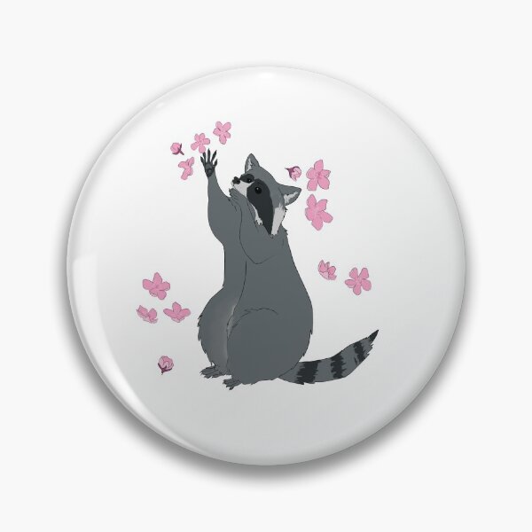 Item preview, Raccoon playing with cherry blossoms designed and sold by OneFishArt.