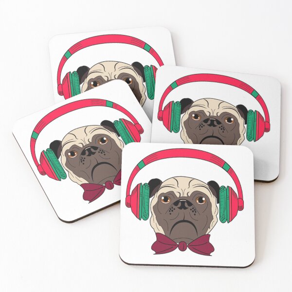 Item preview, Pug with headphones designed and sold by Pethdesign95.