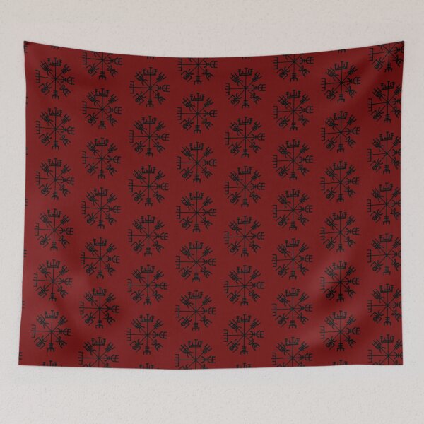 Item preview, vegvisir rune compass futhark guide germanic red black designed and sold by Canvasvendetta.