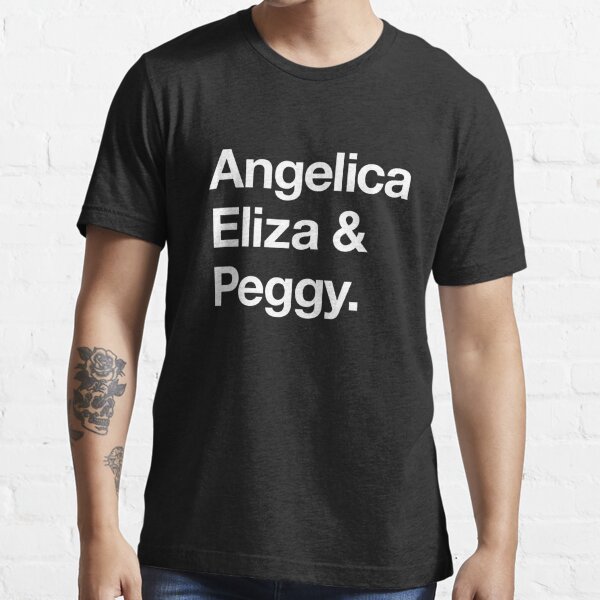 Helvetica Angelica Eliza and Peggy (White on Black) Essential T-Shirt