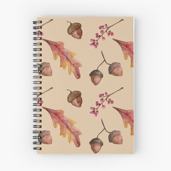Aperçu de l'œuvre Modèle d'automne aquarelle avec des feuilles de chêne et des glands créée et vendue par Emily Bickell.