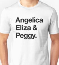 Helvetica Angelica Eliza und Peggy (Schwarz auf Weiß) Slim Fit T-Shirt