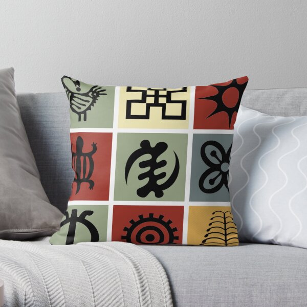 Ghanaian Adinkra Symbols Throw Pillow