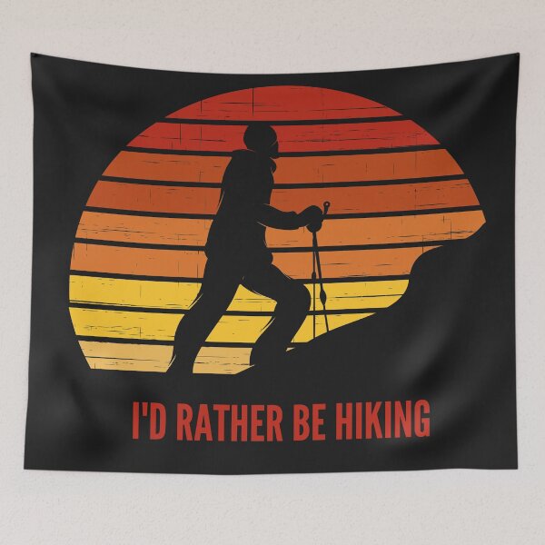 Item preview, I'd rather be hiking - vintage sunset graphic designed and sold by JellyBeenzz.