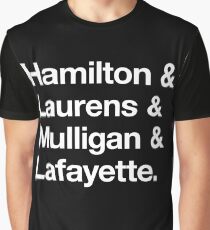 Helvetica Hamilton and Laurens and Mulligan and Lafayette (White on Black) Graphic T-Shirt