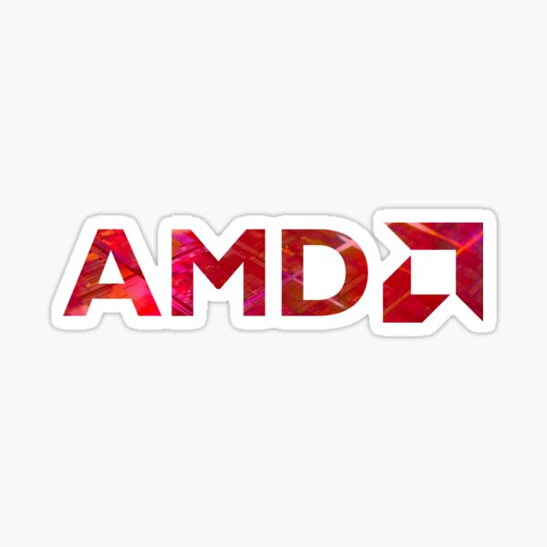 Red AMD Over Silicon Wafer Sticker