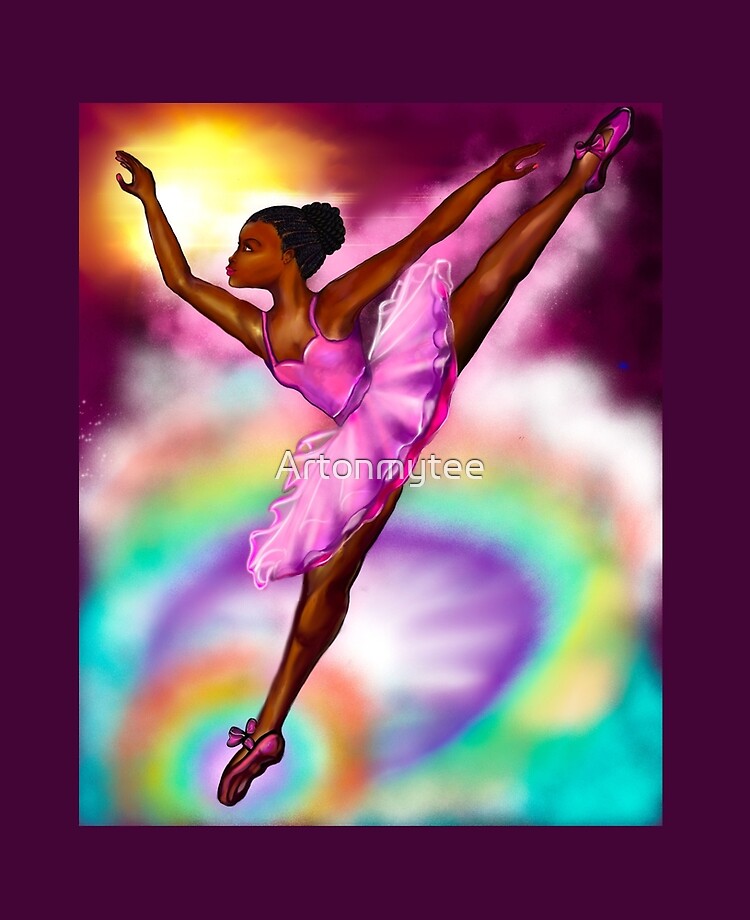Black ballerina with corn rows and sky background ! beautiful black girl  with Afro hair and dark brown skin wearing a pink  love !