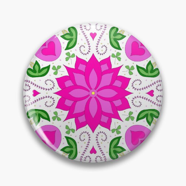 Item preview, Flower and Heart Pattern in Pink and Green designed and sold by CottoVerdi.