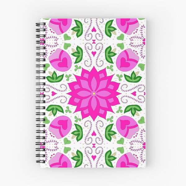 Item preview, Flower and Heart Pattern in Pink and Green designed and sold by CottoVerdi.