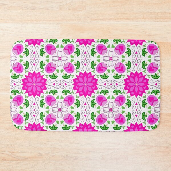 Item preview, Flower and Heart Pattern in Pink and Green designed and sold by CottoVerdi.