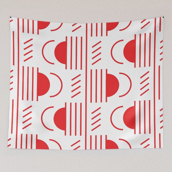Item preview, Lines & Semicircles Geometric Pattern – Red designed and sold by RoguePatterns.