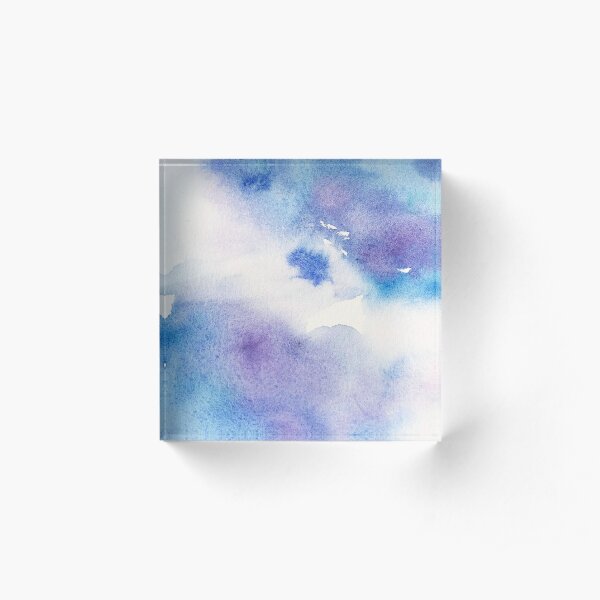Liquid Art in Lavender and Blue Acrylic Block