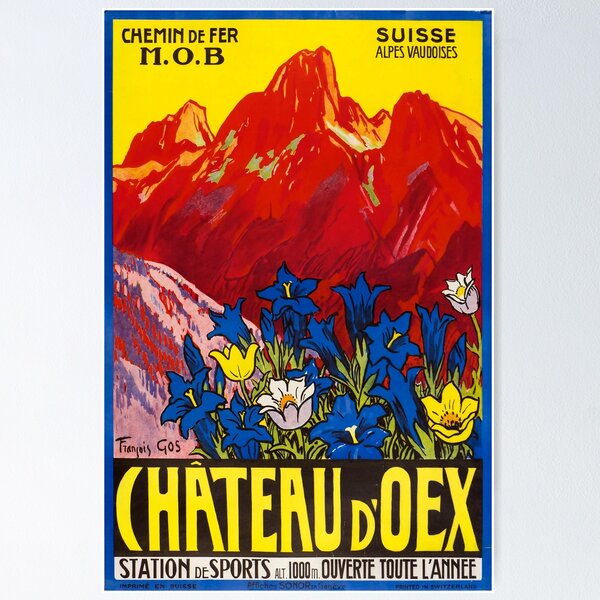Item preview, Chateaux d Oex retro poster designed and sold by CorasPosters.
